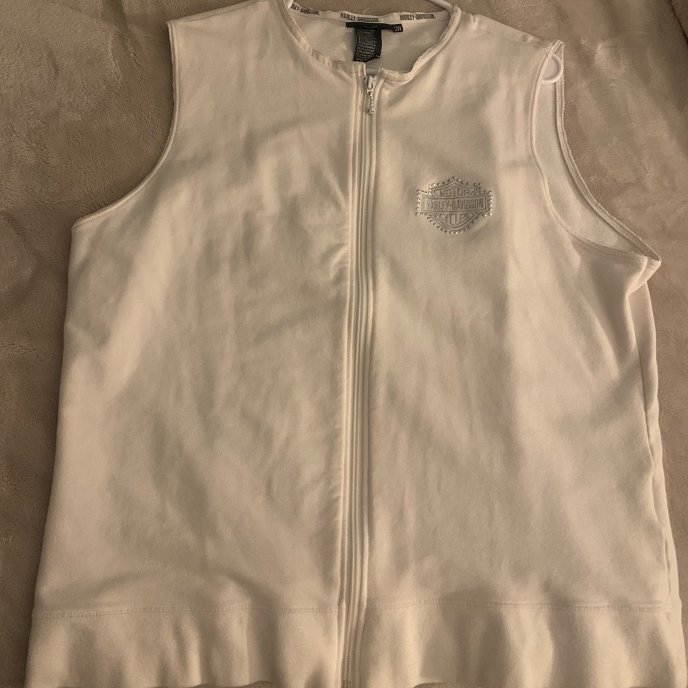 Harley Davison White vest with rhinestone details